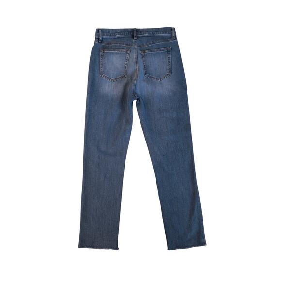Loft The Straight Crop Jeans Women's Sz 4/27 Hi Rise Medium Wash Frayed Denim - Picture 3 of 13